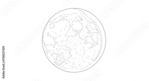 Detailed lunar sketch with visible craters and surface texture offering astronomical insight and
