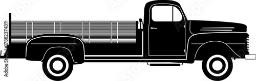 The silhouette of a vintage truck. Vector.