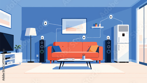 Smart Home Interior with Integrated Security System