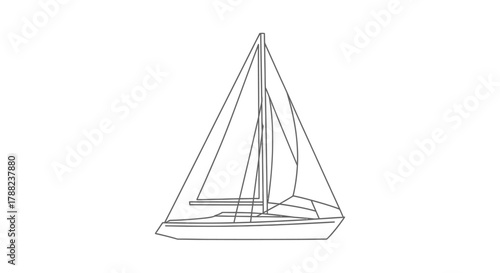 Minimalistic sailboat outline on a white background nautical vessel illustration graphic design