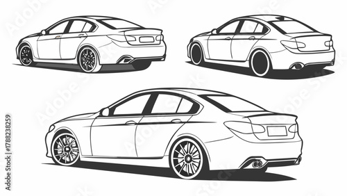 Sleek Vehicle Illustration Detailed Car Design with Elegant Lines