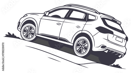 SUV Car Ascending a Hill A Simple Illustration of Automotive Transportation and Adventure