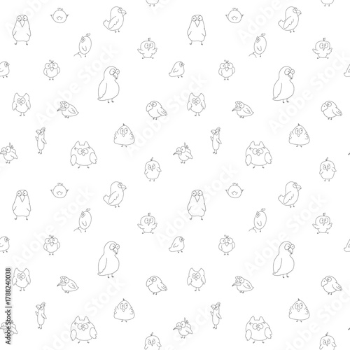 Cute birds seamless pattern. Cute Cartoon birds background. Vector Illustration.