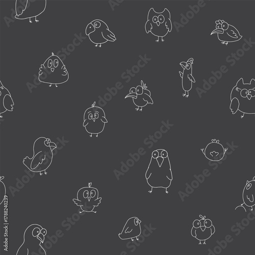 Cute birds seamless pattern. Cute Cartoon birds background. Vector Illustration.