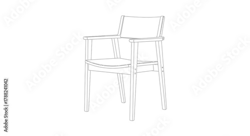 Minimalist line drawing of a modern armchair, elegant design and simplicity showcasing furniture