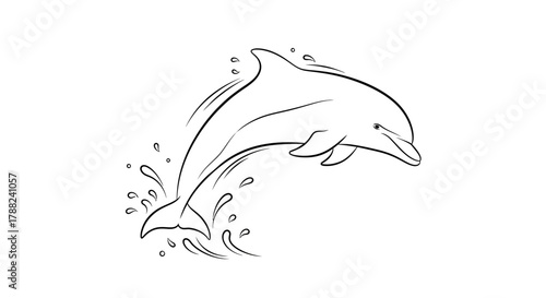 Elegant outline of a dolphin leaping from the water in a graceful arc of motion