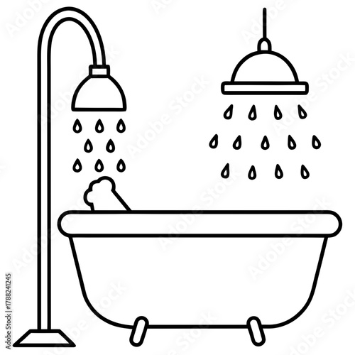 Bathtub and shower with water droplets