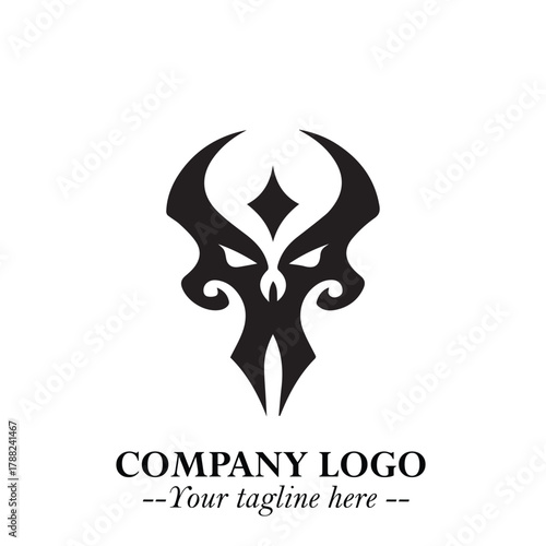 Head of Vampire Logo Symbol in Black on the White Background with Gothic Horror Vector Design