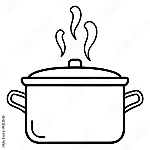 Steaming pot with lid and handles icon