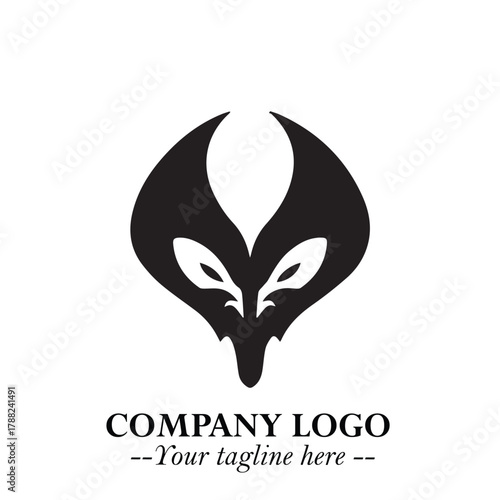 Head of Vampire Logo Symbol in Black on the White Background with Gothic Horror Vector Design