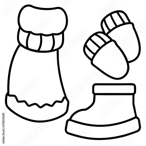 Winter clothing icons for cold weather protection