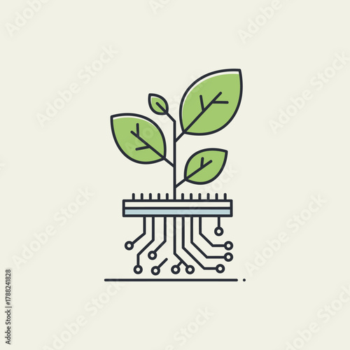 A Symbolic Fusion: Seedling Flourishing from a Circuit Board, representing growth and technology