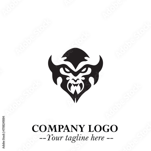 Head of Vampire Logo Symbol in Black on the White Background with Gothic Horror Vector Design