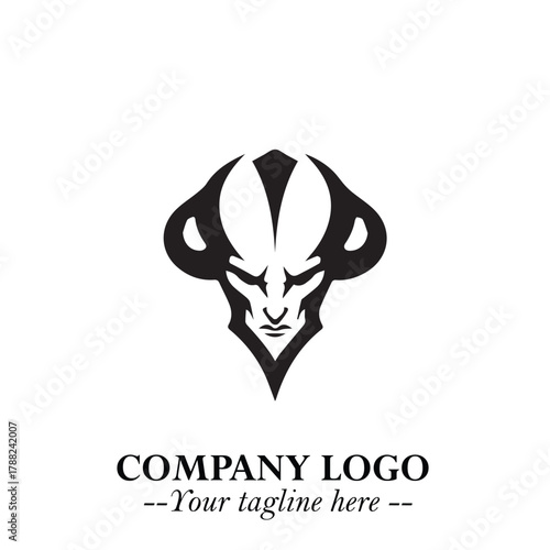 Head of Vampire Logo Symbol in Black on the White Background with Gothic Horror Vector Design