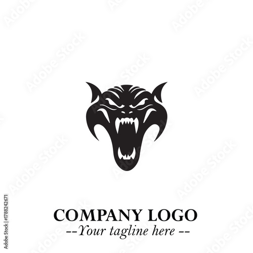 Head of Vampire Logo Symbol in Black on the White Background with Gothic Horror Vector Design