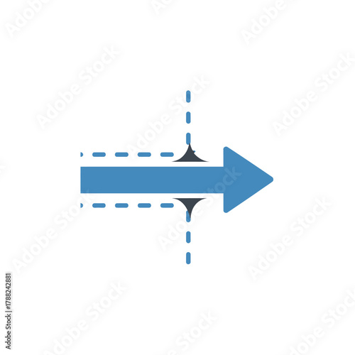 Forward movement illustrated by a dynamic directional arrow with guiding trajectory lines
