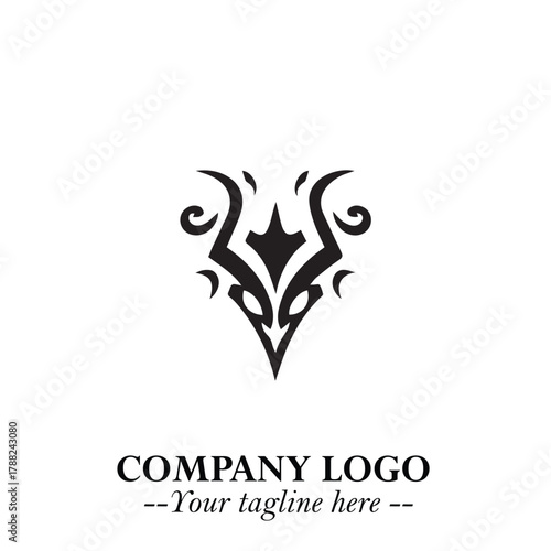 Head of Vampire Logo Symbol in Black on the White Background with Gothic Horror Vector Design