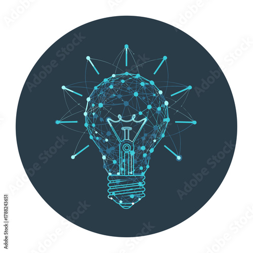 Luminescent bulb design showcasing interconnected nodes and innovative technology concept