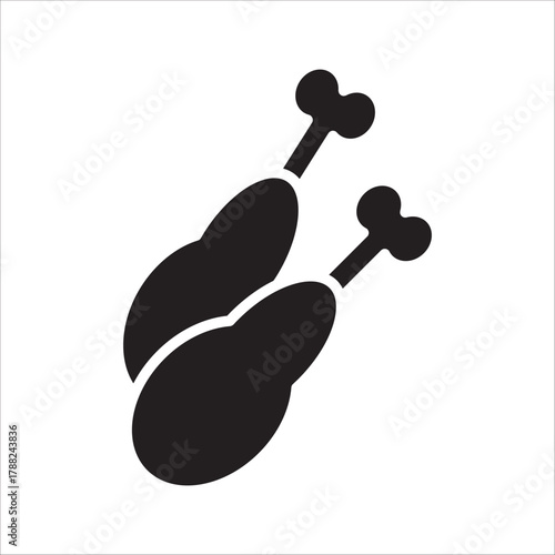 Chicken leg icon in flat style. isolated background.