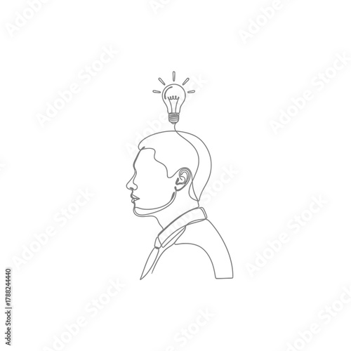 Illuminated insight: Minimalist portrait symbolizing bright ideas and creative inspiration