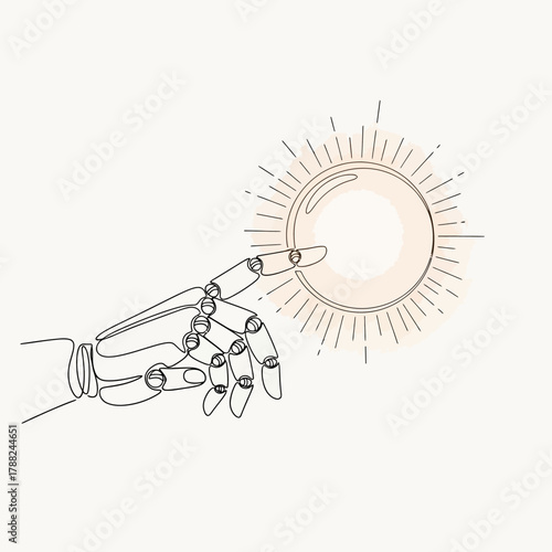 Abstract representation of technological connection interface by robotic hand art