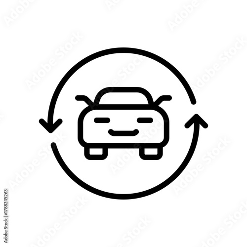 Car sharing line icon. Rental vehicle. Urban transportation, mobility. Vacation car outline symbol. Isolated illustration.
