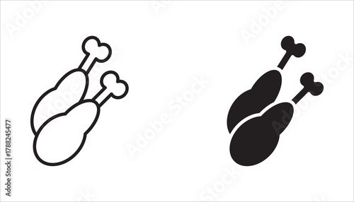Chicken leg icon set in flat style. isolated background.