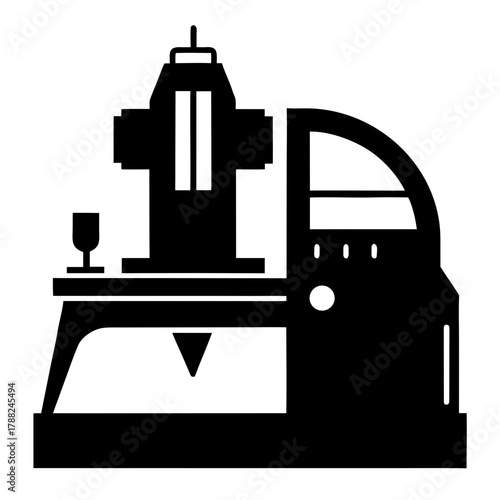 Industrial machine and fire hydrant silhouette