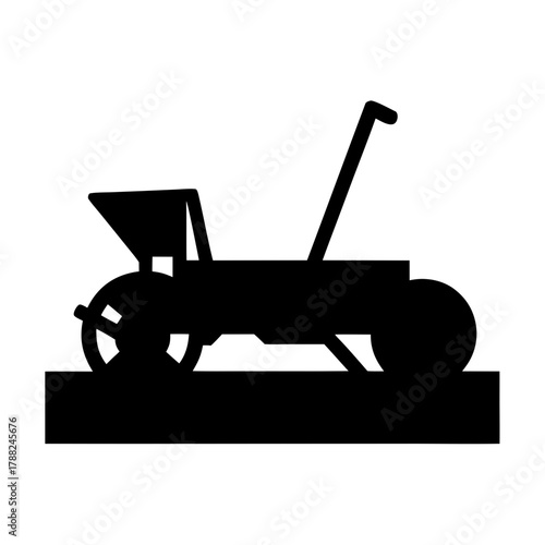 Black silhouette of a garden seed planter on the ground silhouette