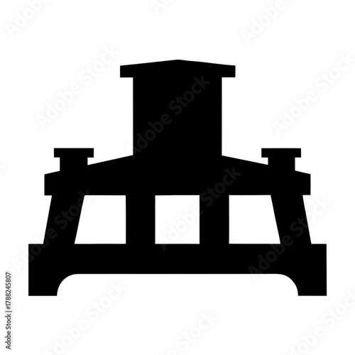 Black silhouette of a historical watchtower structure silhouette