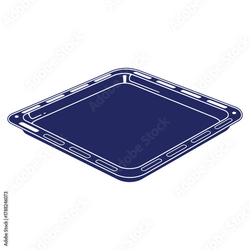 Isometric baking tray illustration perfect for showcasing culinary equipment and kitchen designs with a clean aesthetic
