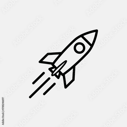 Minimalist rocket ship icon design representing innovation future and space exploration aspirations