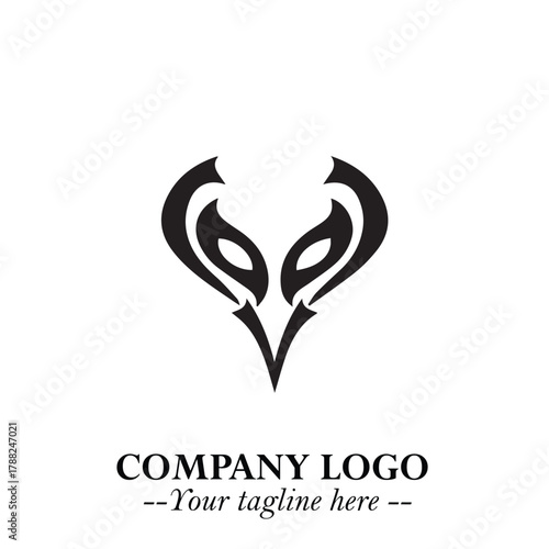 Head of Vampire Logo Symbol in Black on the White Background with Gothic Horror Vector Design