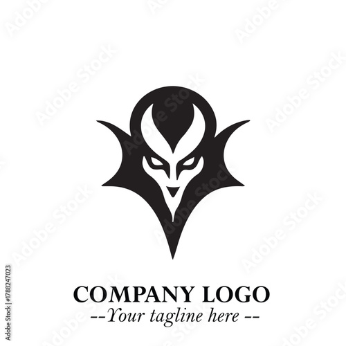Head of Vampire Logo Symbol in Black on the White Background with Gothic Horror Vector Design