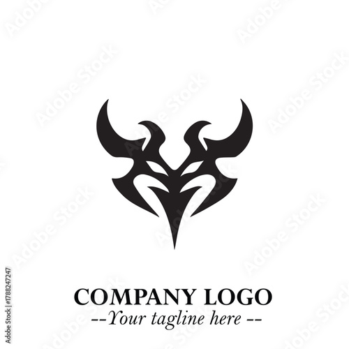 Head of Vampire Logo Symbol in Black on the White Background with Gothic Horror Vector Design
