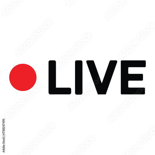 Red Dot and Black Text " LIVE" on White Background live streaming