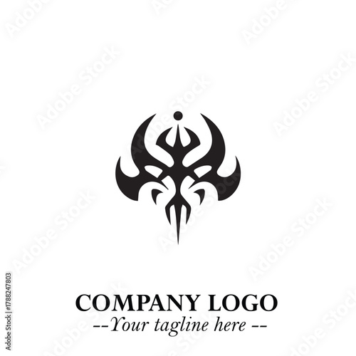 Head of Vampire Logo Symbol in Black on the White Background with Gothic Horror Vector Design