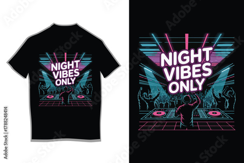 Night vibes Party t shirt design vector