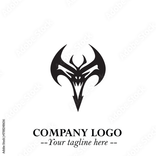 Head of Vampire Logo Symbol in Black on the White Background with Gothic Horror Vector Design