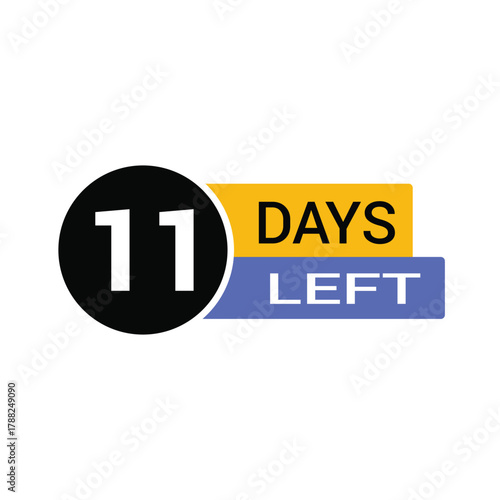 11 days left countdown timer reminding for project deadline, promotion, or event, creating anticipation and urgency for marketing campaigns