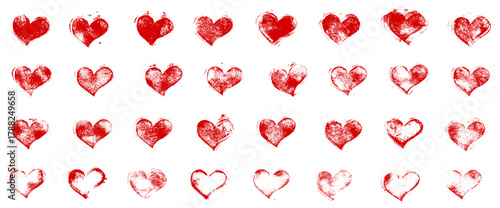 Grunge Heart Stamps Vector Set