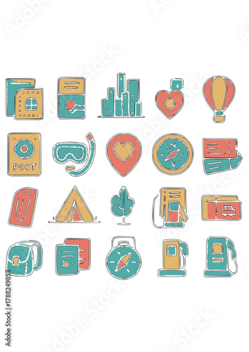 travel icons set