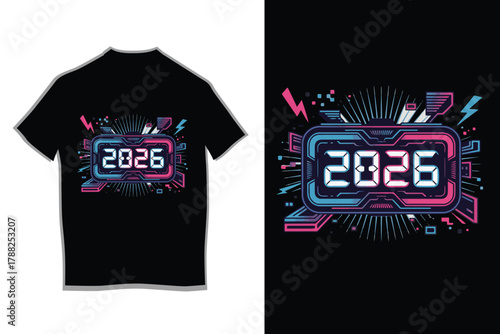 2026 Futuristic Neon Typography Vector