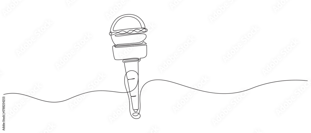 Obraz premium Continuous Line Art of Two Microphones for Audio and Communication,National Press Day concept continuous single line art vector illustration,