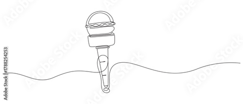 Continuous Line Art of Two Microphones for Audio and Communication,National Press Day concept continuous single line art vector illustration,