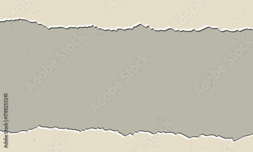 A simple and clean torn paper background featuring an aged beige old-paper style texture with a ripped edge and blank space to add your text or artwork