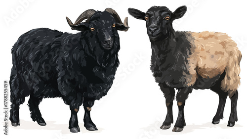 Elegant Black Goat with Mysterious Black Face - Stock Photo