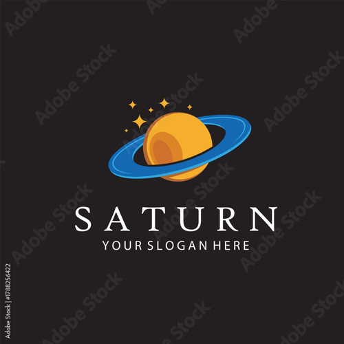 design of planet saturn with stars isolated on black background