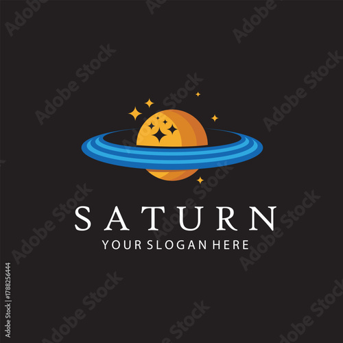 design of planet saturn with stars isolated on black background