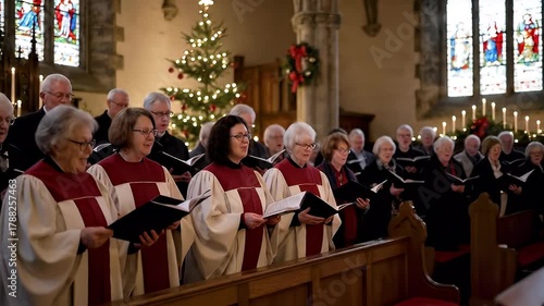 Choir singing in a church during holiday season